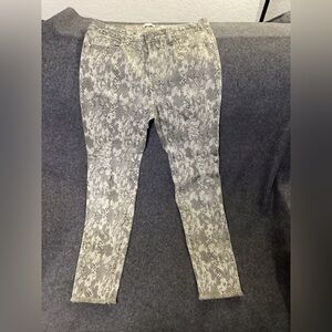 Easel Snake Print Pants - Gray and Cream Distressed